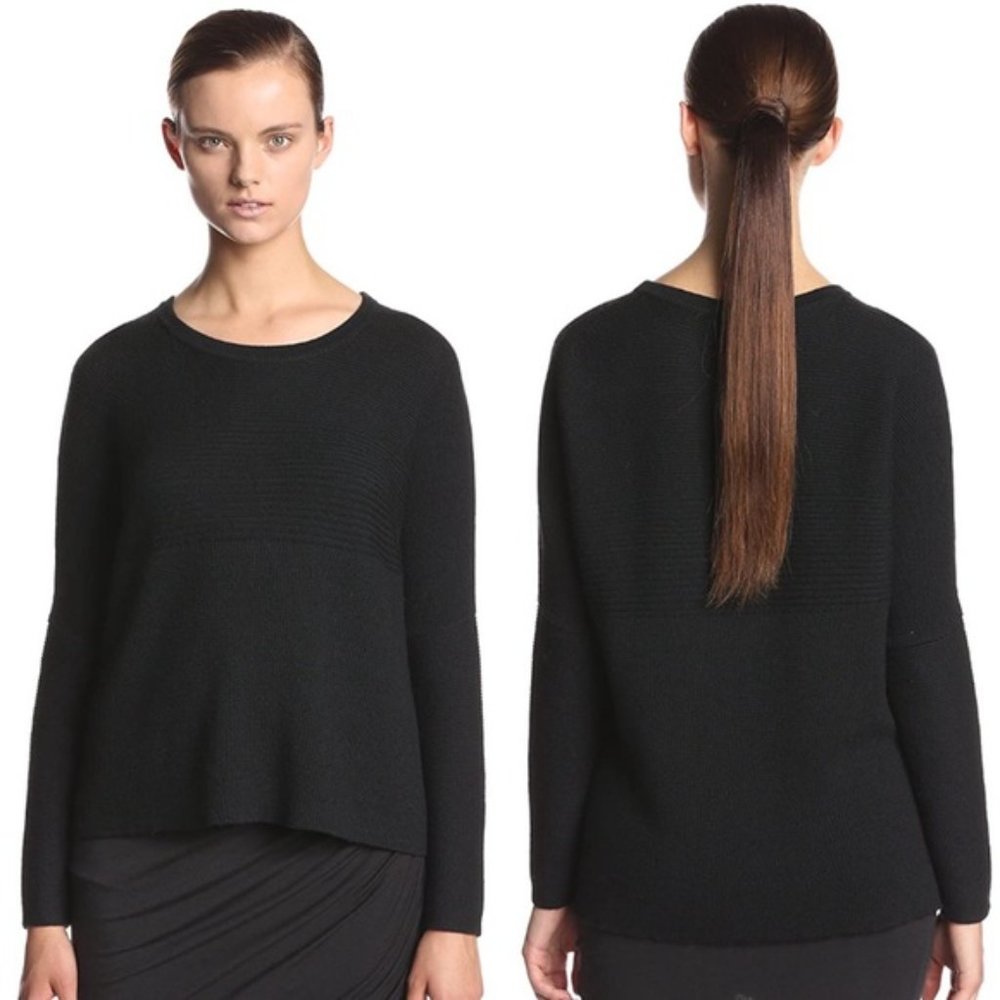 Helmut Lang Plush Wool Blend Knit Sweater Black Size Small